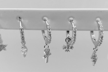 ring earrings con zircone